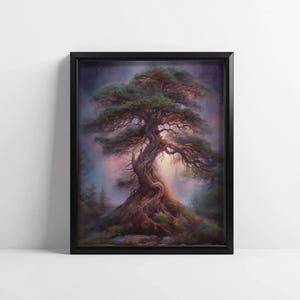 Eastern Red Cedar Tree Wall Art – Juniperus virginiana Spiritual Print, Cosmic Digital Download, Mystical Forest Decor
