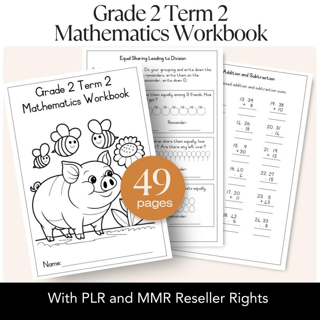 Grade 2 Term 2 Mathematics Workbook With PLR and MMR Reseller Rights - Etsy