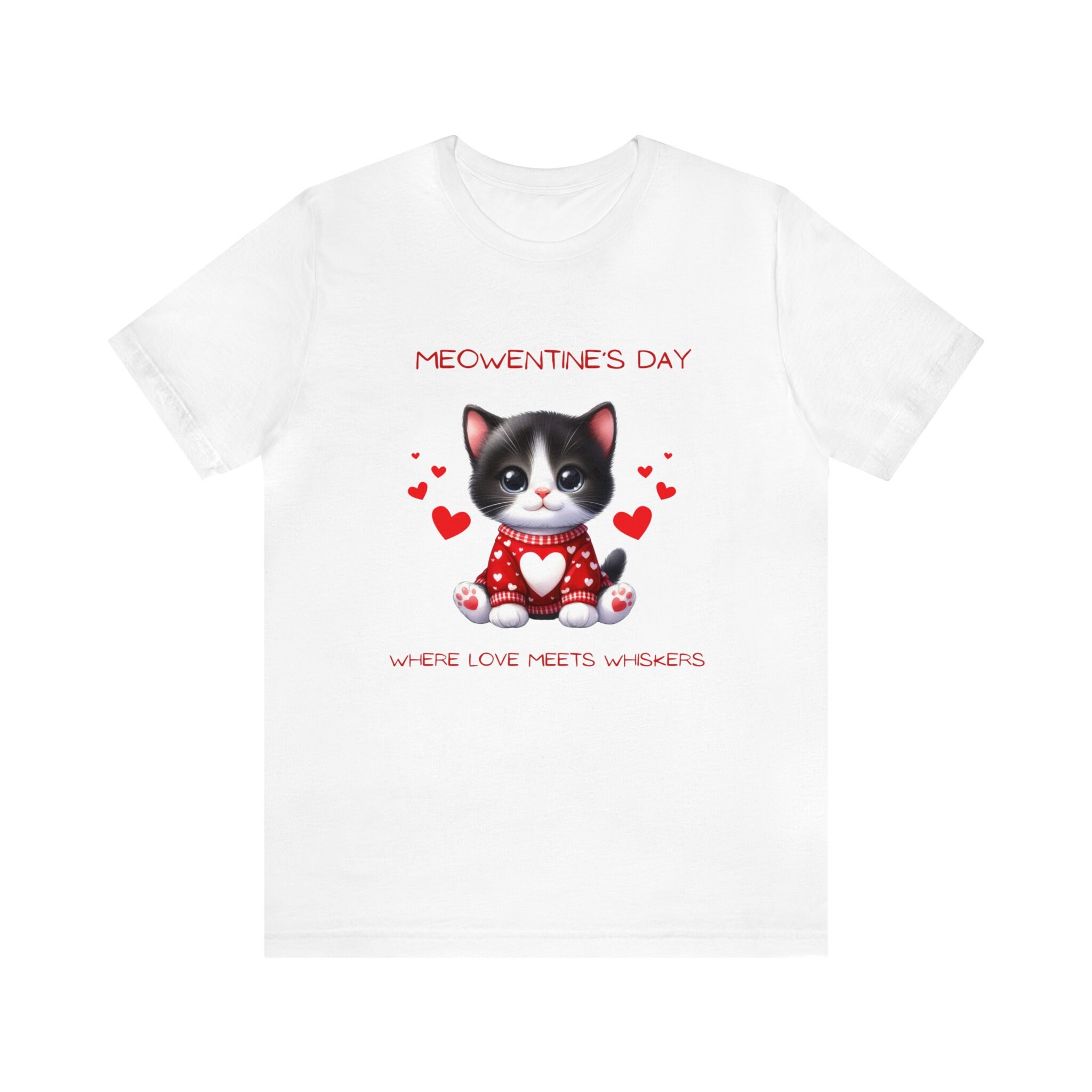 Cute Cat Valentine's Day Tshirt, Meowentine's Day Whiskers Love
