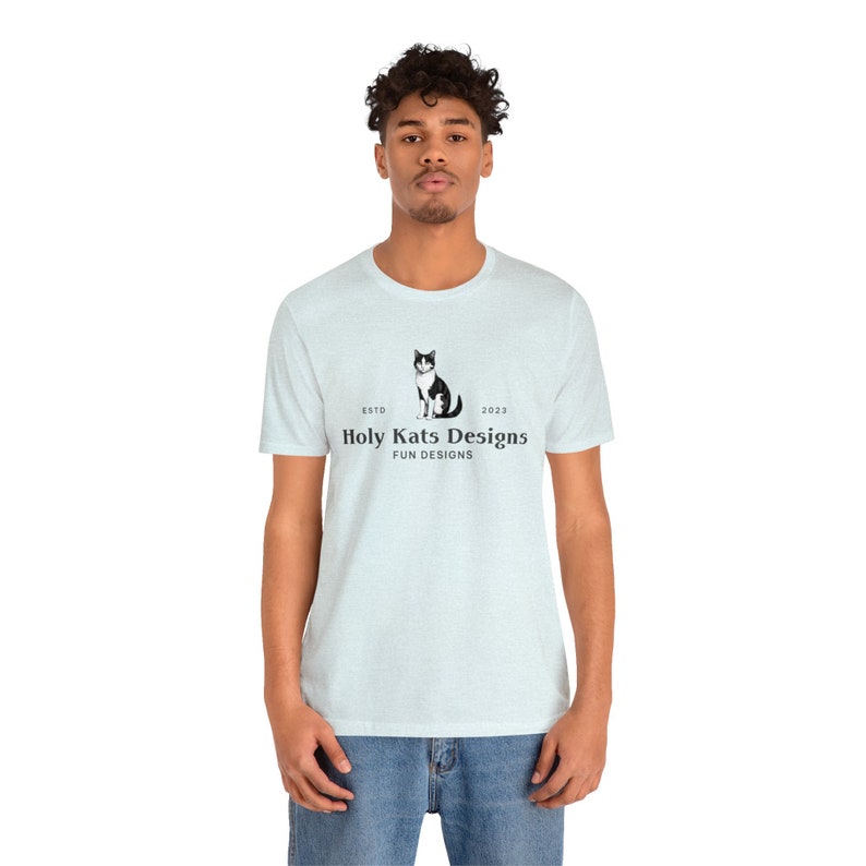 Unisex T-shirt With Black and White Cat Design, ESTD 2023, Holy Kats ...