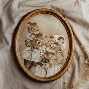 Andenken an die Familie, Familienportrait, Mäuseliebe, Muttervaterkind, Geburtsurkunde