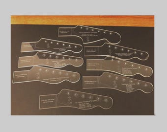 Fender, PRS, Peavey, LP Guitar Headstock Templates: Telecaster, P-bass & Jaguar - Acrylic CNC Cut