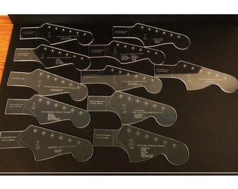 Fender Guitar Acrylic Headstock Templates Stratocaster 50's, 60,s 70,s etc Layouts of Famous Guitars