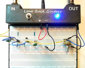 Pedal Building Breadboard With True Bypass Solderless LED & 1/4 Jacks for Prototype DIY Guitar Builders 2 Sizes with optional Amp Components