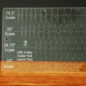 Guitar Fretboard Template: 4-in-1 Acrylic Fret Guide (24-25.5 inch Scale Lengths)