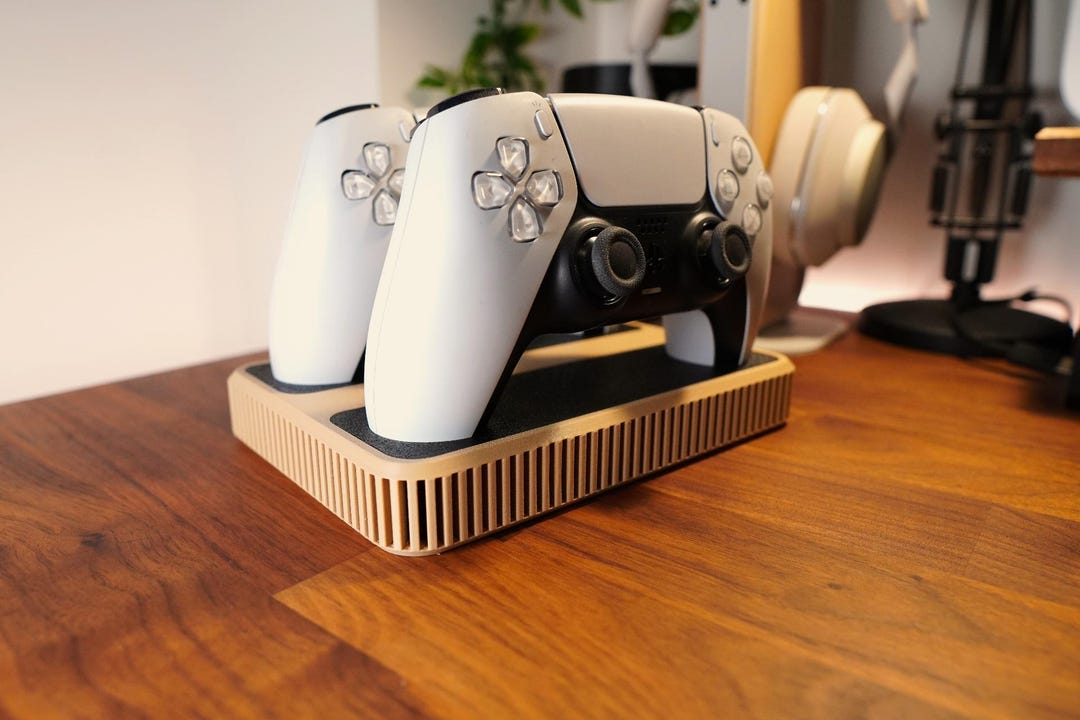Controller Tech Stand Modern Slatted Duo Controller Stand! Gaming Desk Display - Etsy UK
