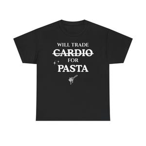 Rolig Cardio Pasta Gym Humor T-shirt, Carbohydrate Loading Workout Tee