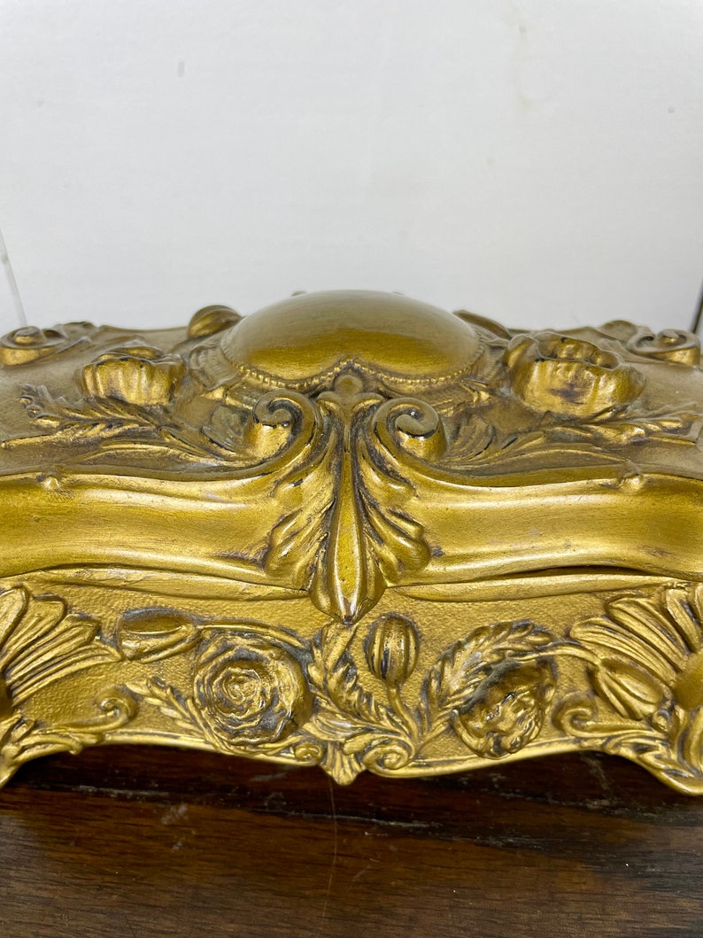 Antique Jewelry Box / Vintage Gilt Metal Jewelry Casket Art Etsy