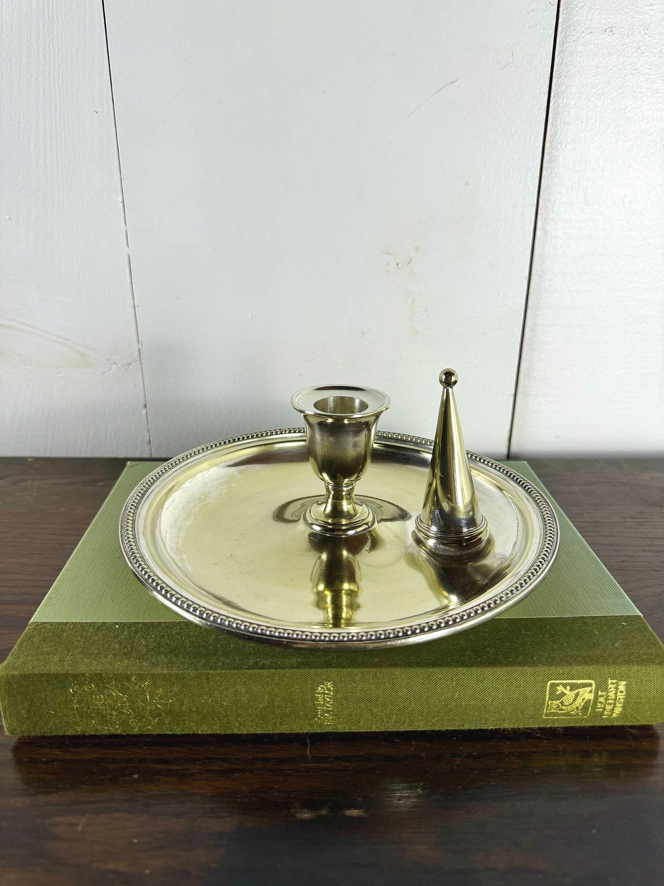 アンティーク雑貨 Antique Enamel Chamberstick Vintage French Enamel Chamber Stick, Candle Stick Holder