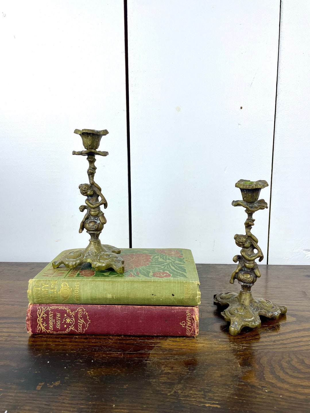 Antique Brass Cherub Candlestick Holders / Vintage Italian Etsy UK