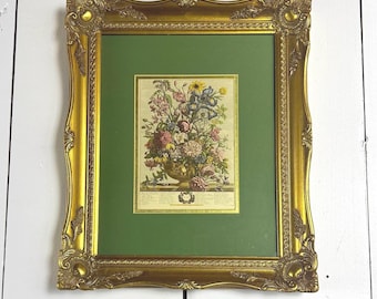 Vintage June Floral Art Print from Robert Furber’s 12 Months of Flowers in Ornate Gold Frame / Seasonal Bouquet Framed Wall Decor