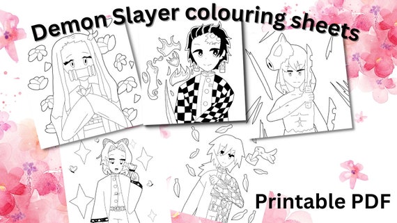 Demon Slayer Printable Anime PDF Coloring Sheets Instant - Etsy