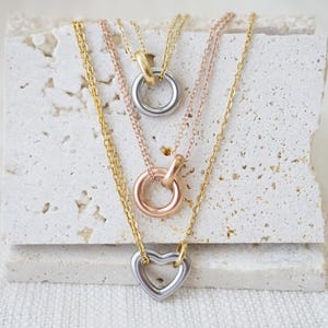 Minimalist Necklace / Gold and Silver Necklace / Rose Gold / Two Tone Necklace / Layering Necklace / Dainty Pendant Necklace / Gift for Her