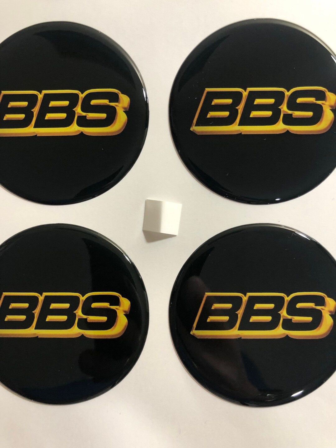 4xall Sizes 3D BBS Print Logo Domed Stickers for Wheel Center Hub Caps  Emblem Decal Rims Cover Hub Self-adhesive Silicone Badge 