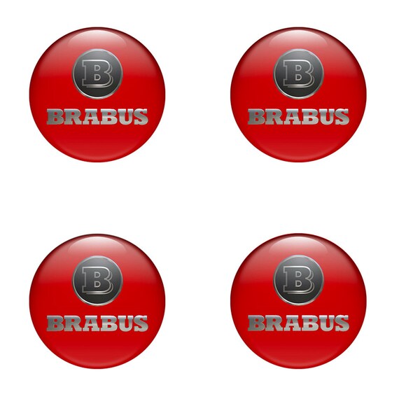 4xall Sizes 3D Brabus Print Logo Domed Stickers for Wheel Center Hub Caps  Emblem Decal Rims Cover Hub Self-adhesive Silicone Badge 