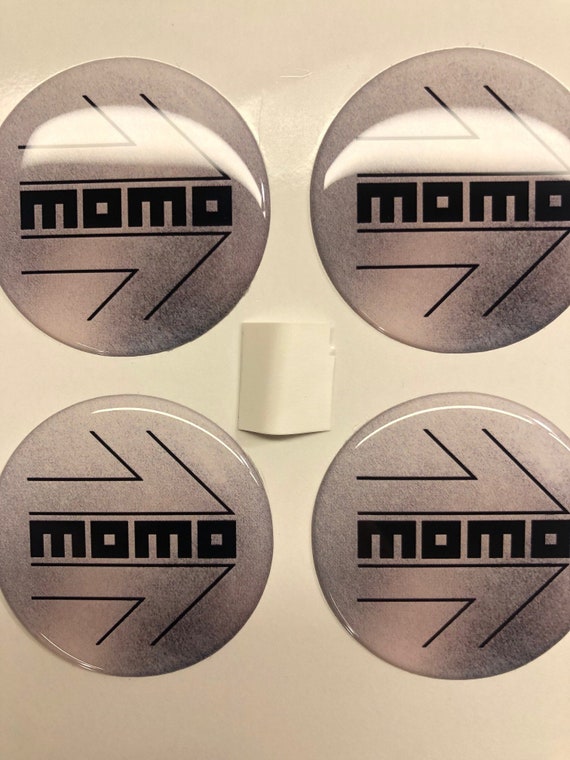 4xall Sizes 3D Momo Print Logo Domed Stickers for Wheel Center Hub Caps  Emblem Decal Rims Cover Hub Self-adhesive Silicone Badge 