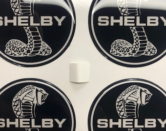 4XAll sizes 3D Shelby print logo Domed Stickers for wheel center hub caps Emblem Decal Rims Cover Hub self-adhesive Silicone Badge