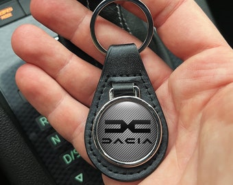 Eco leather keyring Dacia Кeychain Custom design Keyring Personalized Key fob GIFT KEY Holder fo Car Key Fob photo phrase Hand Made