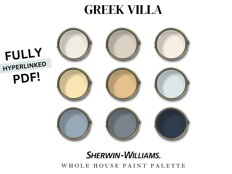 Sherwin Williams Whole House Paint Palette Greek Villa Paint Etsy