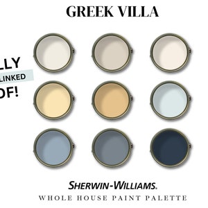 Sherwin Williams Whole House Paint Palette - Greek Villa Paint - Bestselling Paint Colors - Color Palette