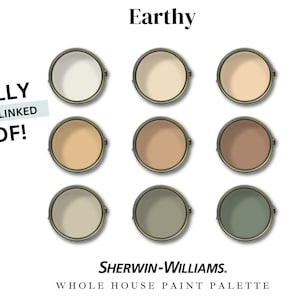 Sherwin Williams Whole House Paint Palette - EARHTY Paint - Bestselling Paint Colors - Color Palette