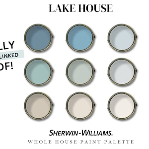 Sherwin Williams Whole House Paint Palette - LAKE HOUSE Paint Color Set - Bestselling Paint Colors - Color Palette
