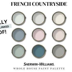 Sherwin Williams Whole House Paint Palette - FRENCH COUNTRYSIDE Paint Color Set - Bestselling Paint Colors - Color Palette