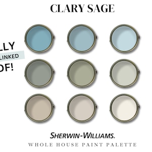 Sherwin Williams Whole House Paint Palette - CLARY SAGE Paint - Bestselling Paint Colors - Color Palette
