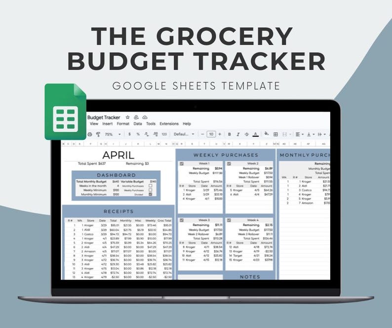 The Grocery Budget Tracker Google Sheet Template - Etsy