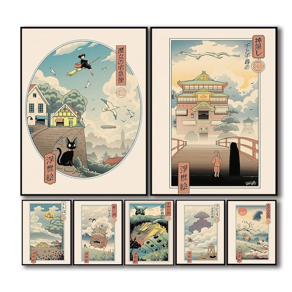 studio ghibli poster-7 models exclusive collection-Howl's Moving Castle Spirited Away Art Totoro poster Kiki's Art BUY 3 Poster (SAVE40)