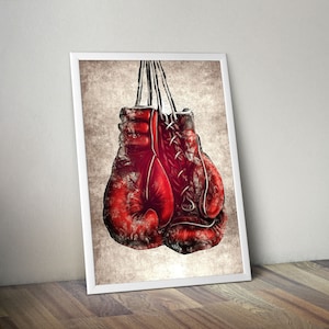 Boxing Gloves Poster Boxing Poster MMA Poster  Fight Fan Cave Man Sports Room Wall Art Cave Gift