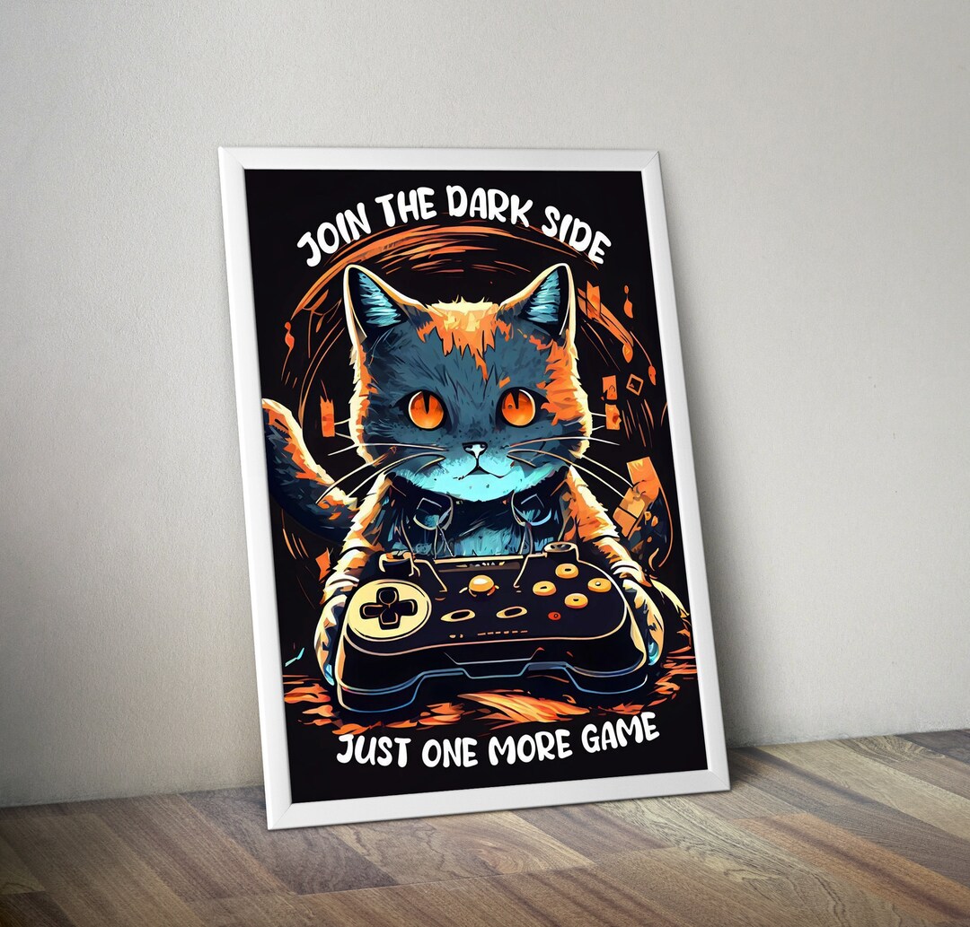 Just One More Game Poster Gaming Animals Gamer Animals Gaming Etsy