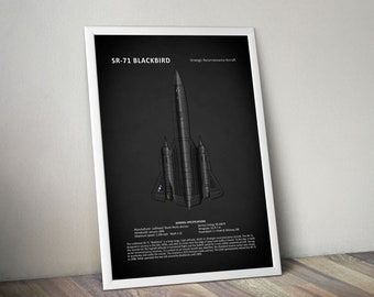 SR-71 Blackbird Aircraft Poster Aviation Art Airplane Wall Decor Vintage Aircraft  Aviation Enthusiast Aircraft Wall Art  Printable Poster