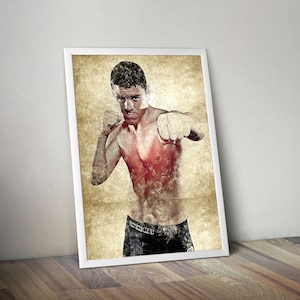 Boxing Poster Nate Diaz MMA Poster  Fight Fan Cave Man Sports Room Wall Art Cave Gift