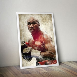 Evander Holyfield Poster Boxing Poster MMA Poster  Fight Fan Cave Man Sports Room Wall Art Cave Gift