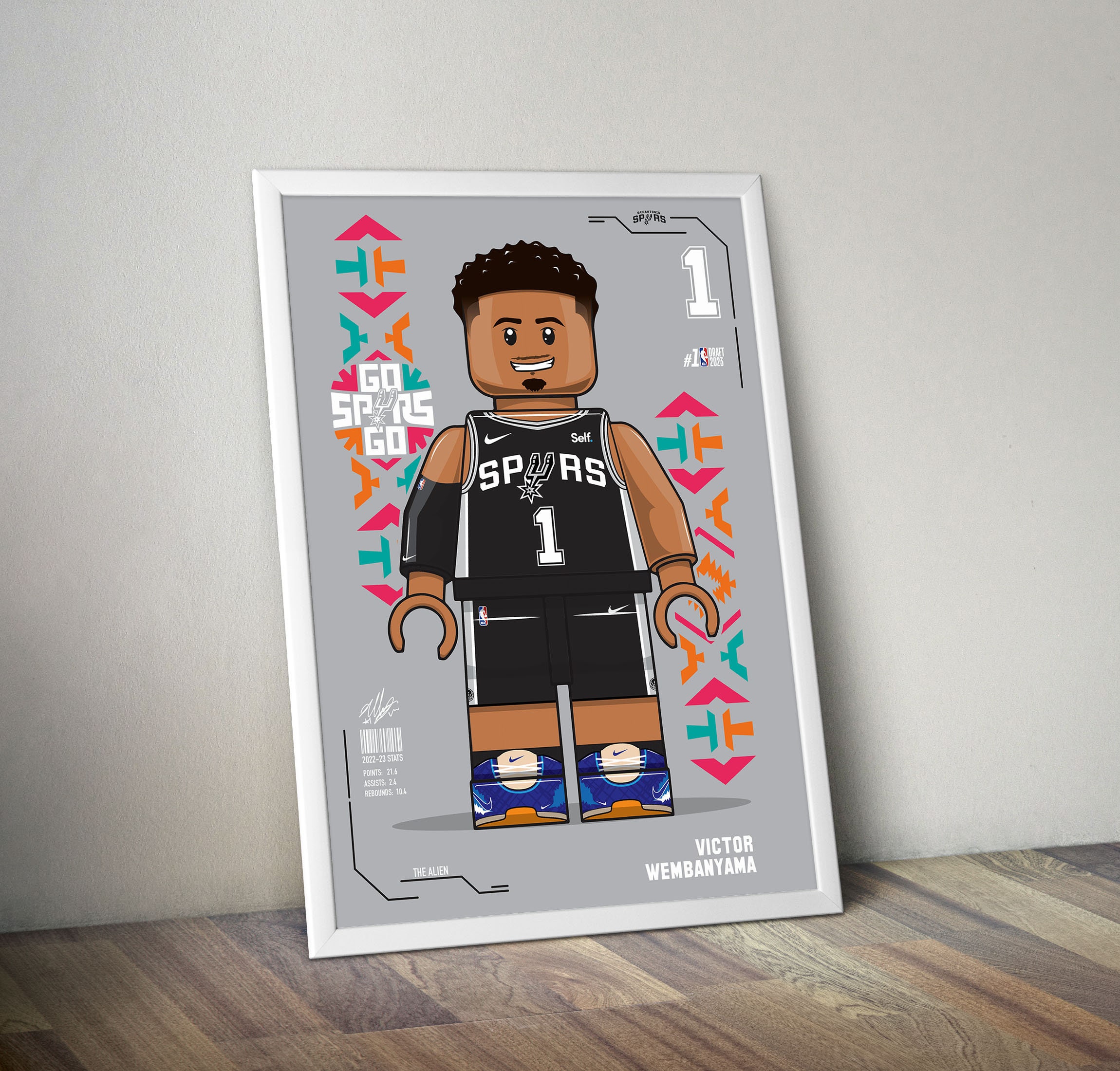 Poster di Victor Wembanyama per tifosi sportivi, poster di basket, poster NBA, arte murale per tifosi di basket, decorazioni sportive moderne