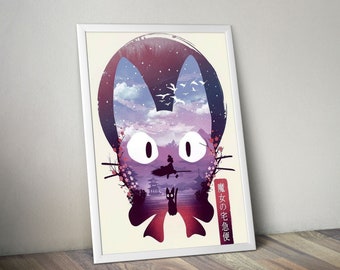 Studio Ghibli Poster Kiki's Art Spirited Away Poster Totoro Poster  Howl's Moving Castle Poster  Studio Ghibli Art Landscape SG - 57