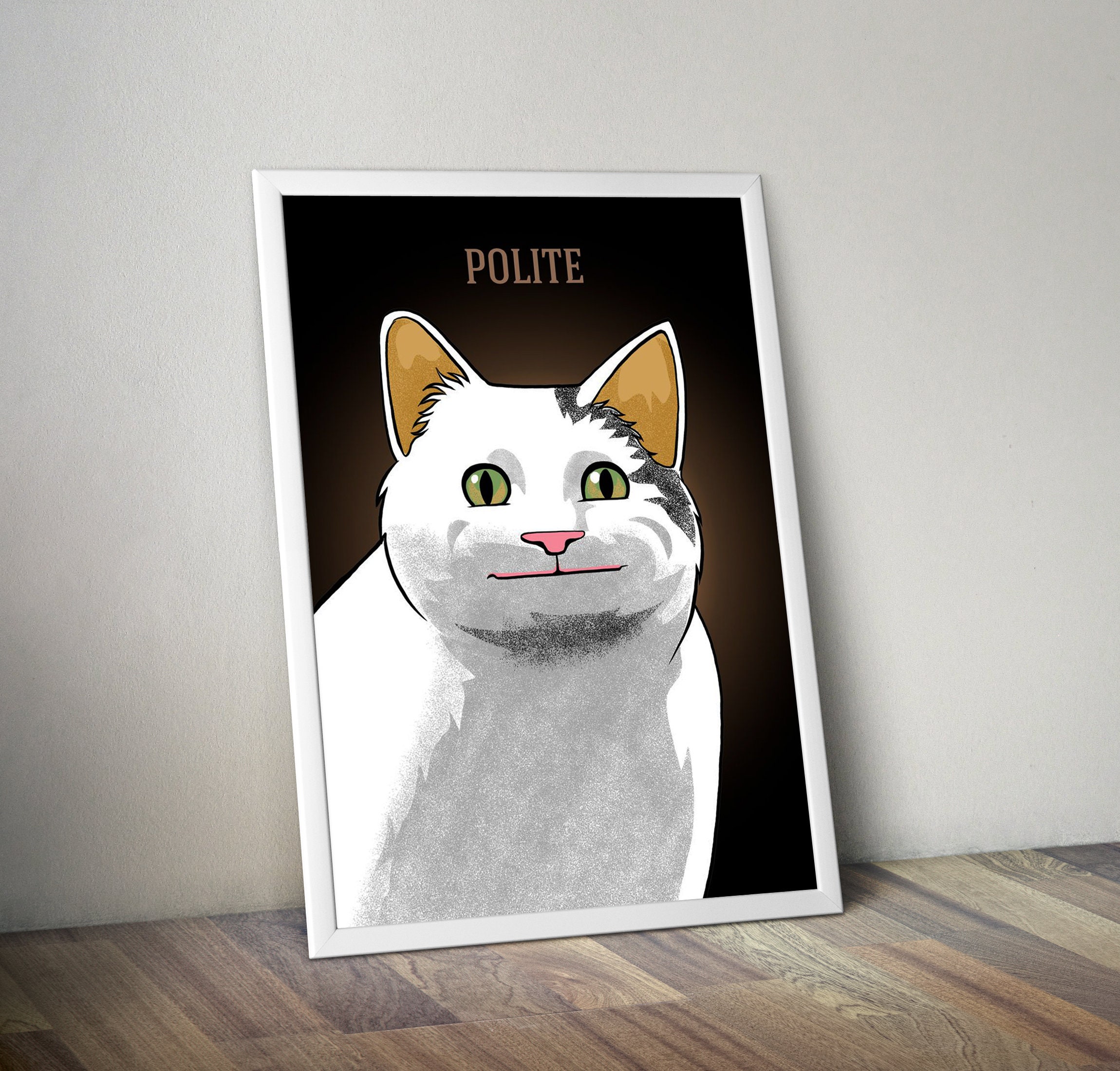 Polite cat meme, funny cat meme Sticker for Sale by ElevenGraphics