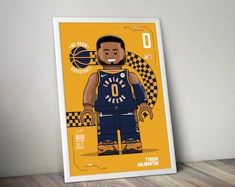 Poster di Tyrese Haliburton per appassionati di sport, poster di basket, poster NBA, arte murale per appassionati di basket, decorazioni sportive moderne