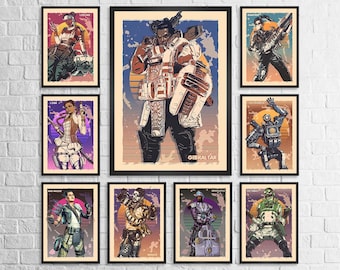 Apex Legends Poster Set All Agents Apex Legends Print Apex Legends Wall Art Gaming Wall Art Geek Gamer Gift Twitch Games Fan Art