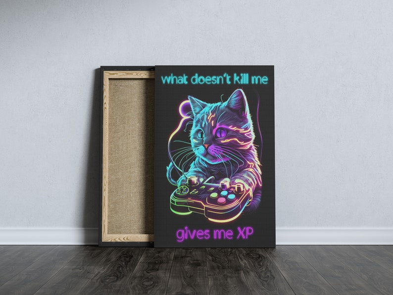 Neon Gaming Poster Cat Gaming Animals Gamer Animals Gaming Room Posters