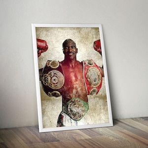 Boxing Poster Evander Holyfield Poster MMA Poster  Fight Fan Cave Man Sports Room Wall Art Cave Gift