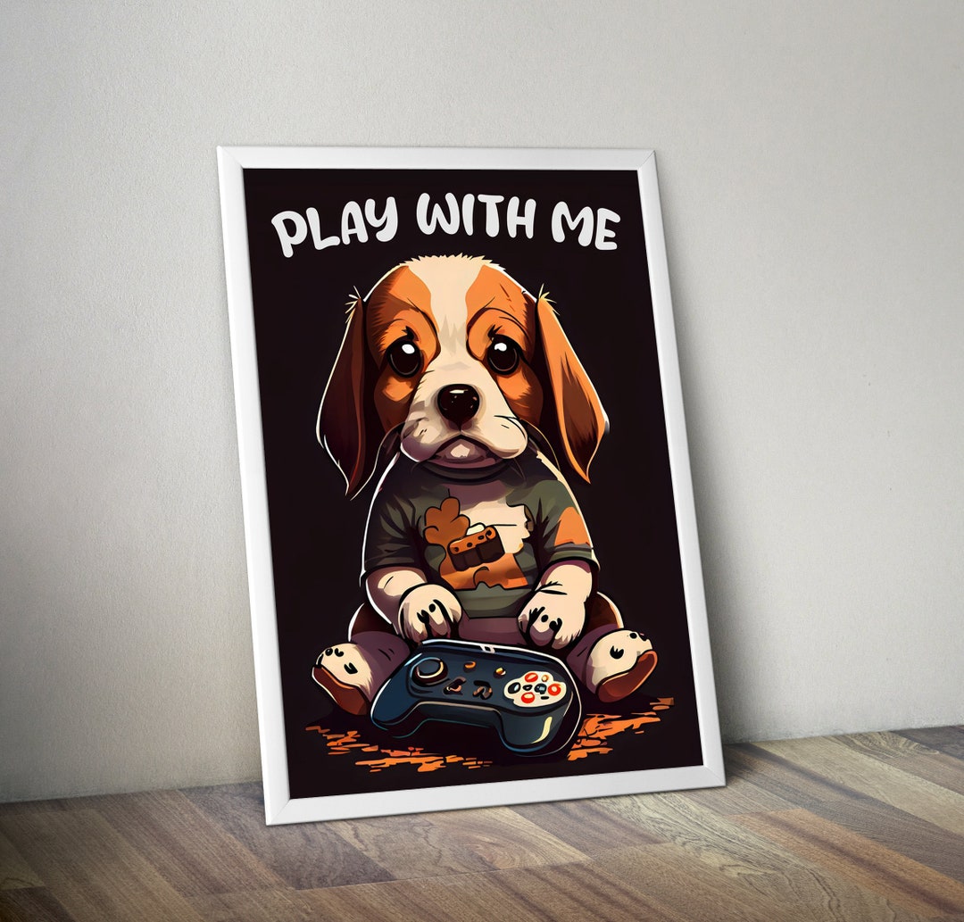 Gamer Dog Poster Gaming Animals Gamer Animals Gaming Room Etsy