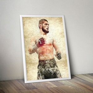 Khabib Nurmagomedov Poster Boxen Poster MMA Poster Kampf Fan Höhlenmensch Sportraum Wand Kunst Höhle Geschenk
