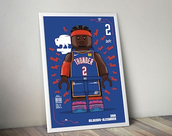 Poster di Shai Gilgeous-Alexander per appassionati di sport, poster di basket, poster NBA, arte murale per appassionati di basket, decorazioni sportive moderne