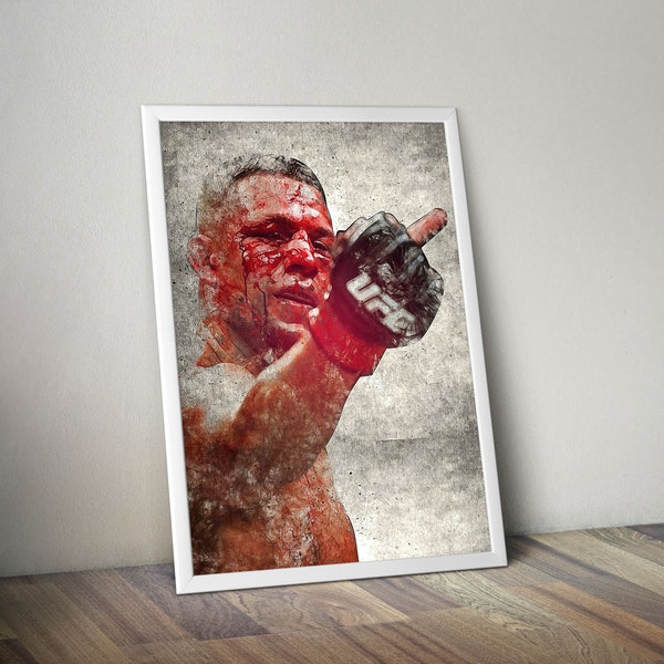 Nate Diaz Poster Boxing Poster MMA Poster  Fight Fan Cave Man Sports Room Wall Art Cave Gift