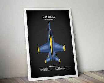 The Blue Angels Poster Aircraft Poster Aviation Art Airplane Wall Decor Vintage Aircraft  Aviation Enthusiast Aircraft Wall Art