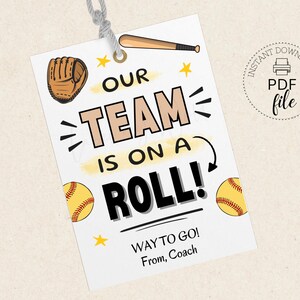 Softbol: Nuestro equipo está imparable. Etiqueta de regalo (Descarga en PDF)