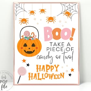 Boo Take a Piece of Candy or Two Halloween Sign, Trick or Treat Candy Bowl Sign (PDF + JPG Download)