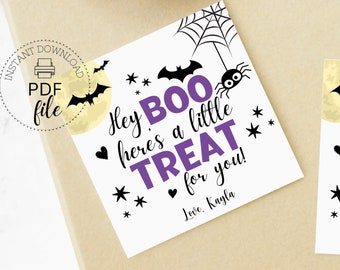 Hey BOO Here's a Little Treat for You Halloween Tags, Printable PDF